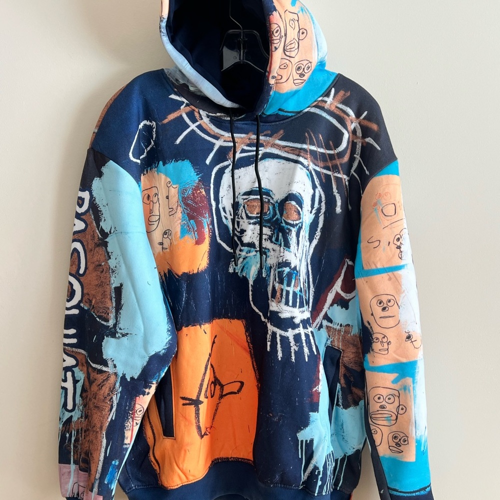 MEMBERS ONLY x JEAN MICHEL BASQUIAT GRAFFITI SKULL HOODIE - NWT - L